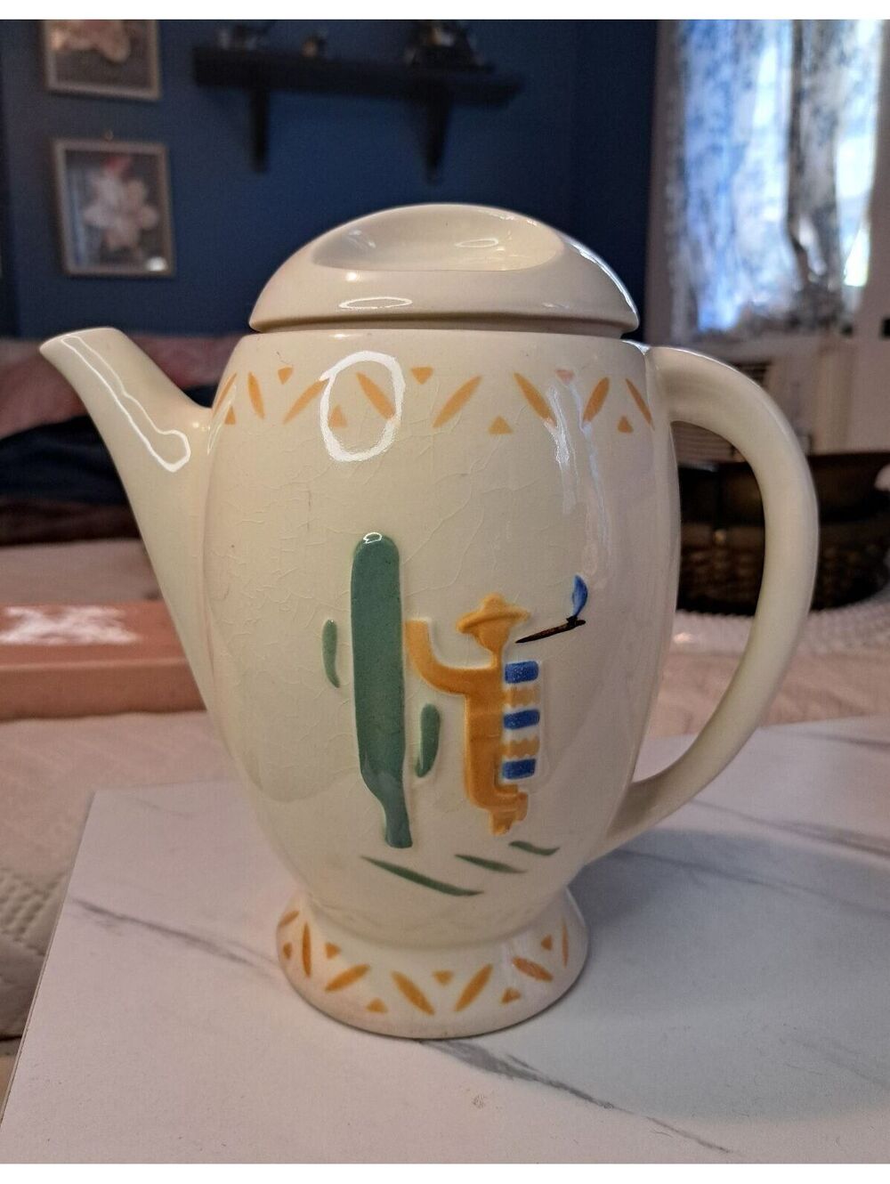 Vintage 1940s Porcelier Southwestern Desert Design Vitreous China Coffee/Tea Pot